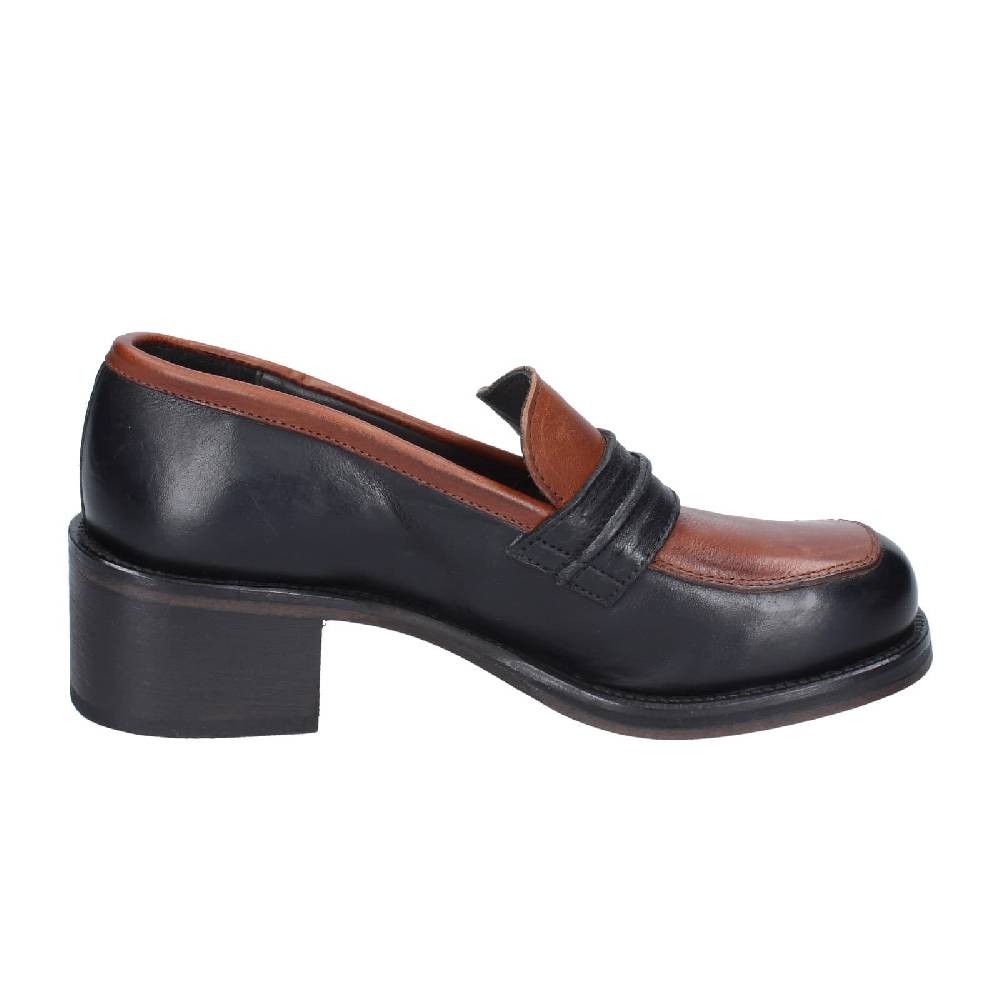scarpe donna MOMA mocassini marrone pelle nero 72304E EY559 Presa