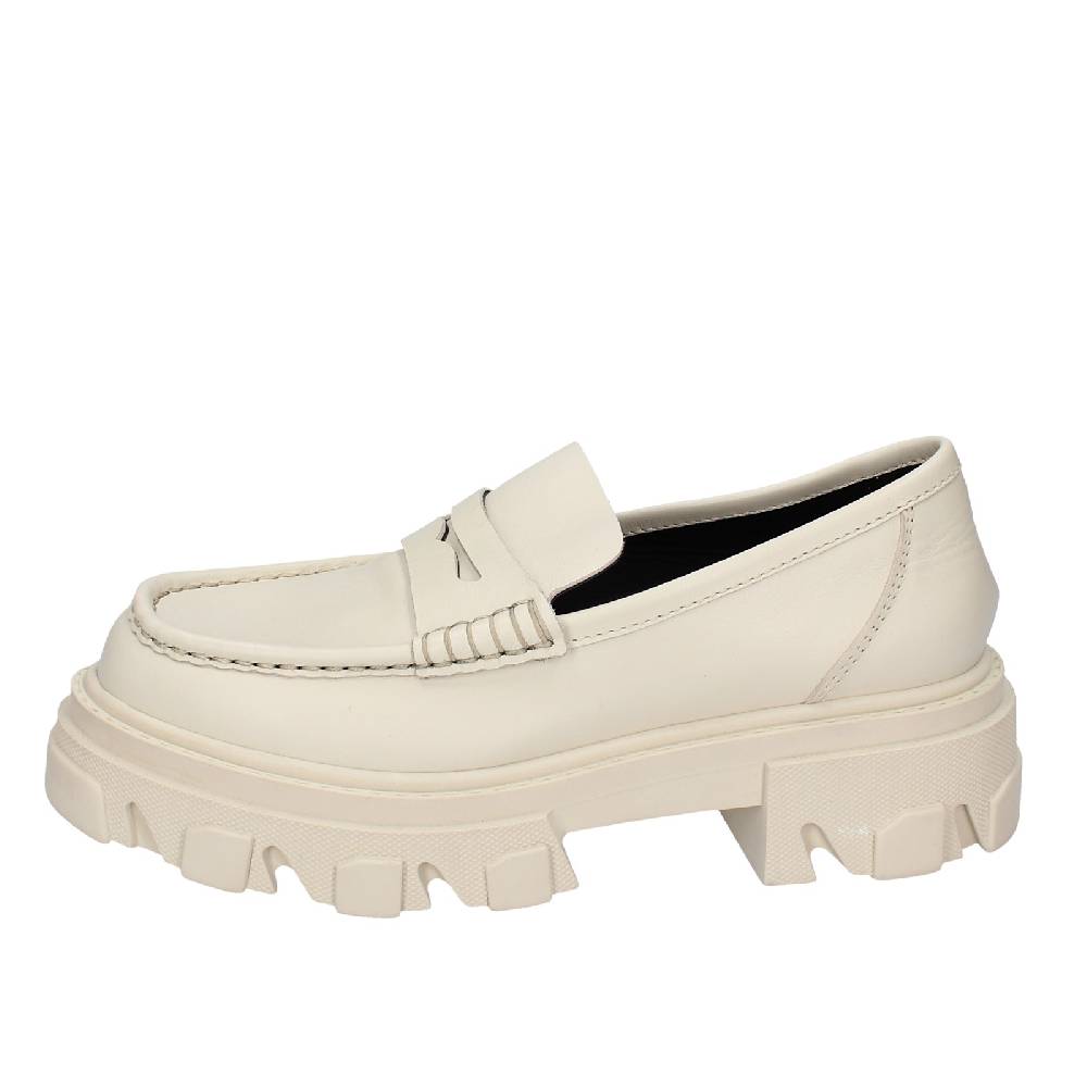 scarpe donna STOKTON mocassini beige pelle EY944 Hotsell