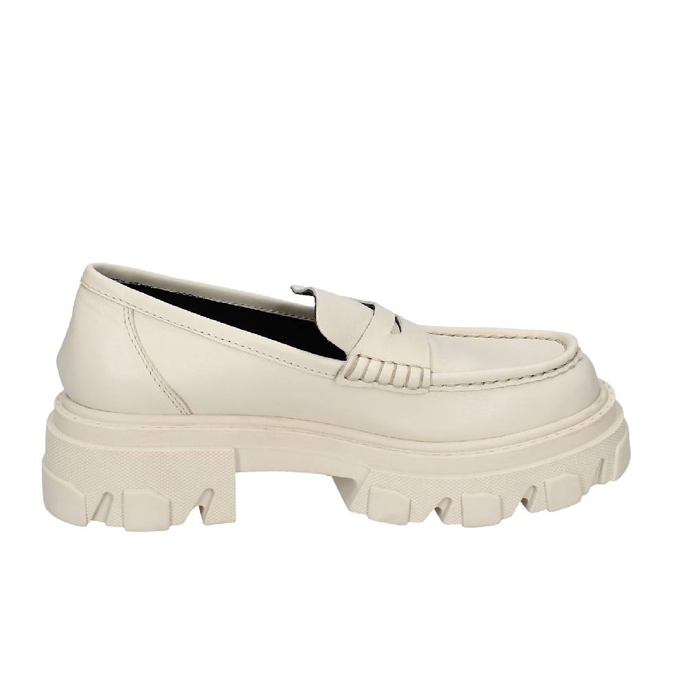 scarpe donna STOKTON mocassini beige pelle EY944 Hotsell