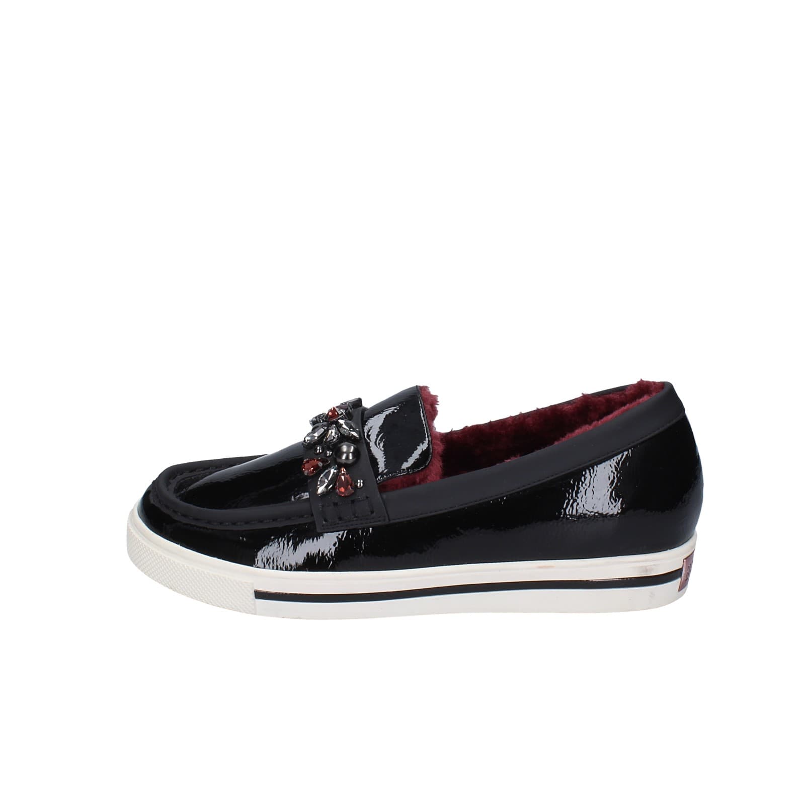 scarpe donna LUCIANO BARACHINI mocassini nero vernice EY169 In Saldo