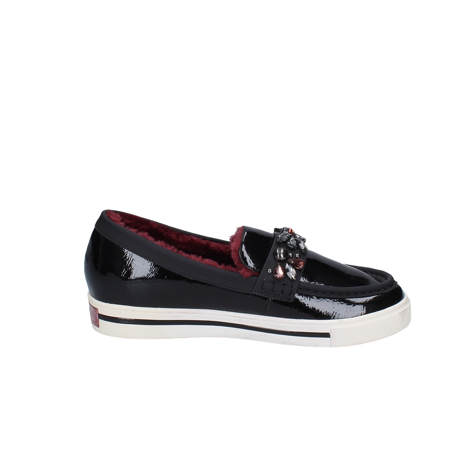 scarpe donna LUCIANO BARACHINI mocassini nero vernice EY169 In Saldo