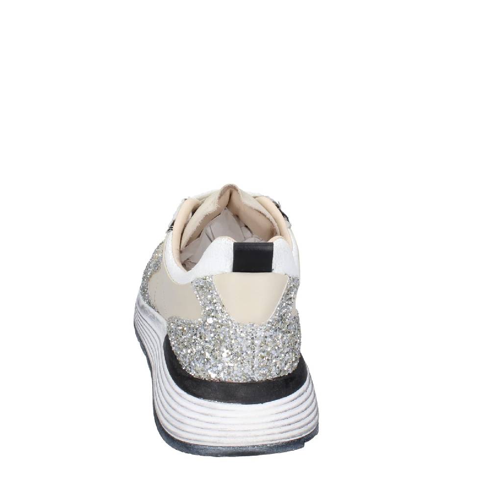 scarpe donna MOMA sneakers beige pelle argento glitter 3AS401 EY558 Italia