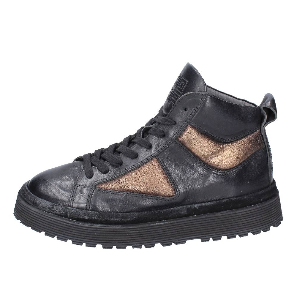 scarpe donna MOMA sneakers nero pelle bronzo 1BW316 EY622 In Linea