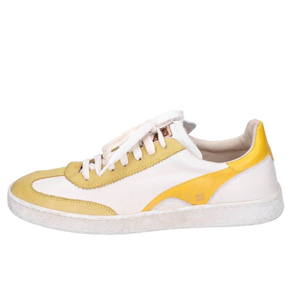 scarpe donna MOMA sneakers bianco pelle giallo 49402A VINTAGE EX506 Nuovo