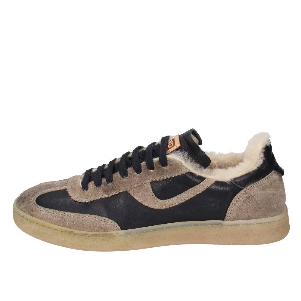 scarpe donna MOMA sneakers nero pelle beige 89301A EY602 Soddisfazione Garantita