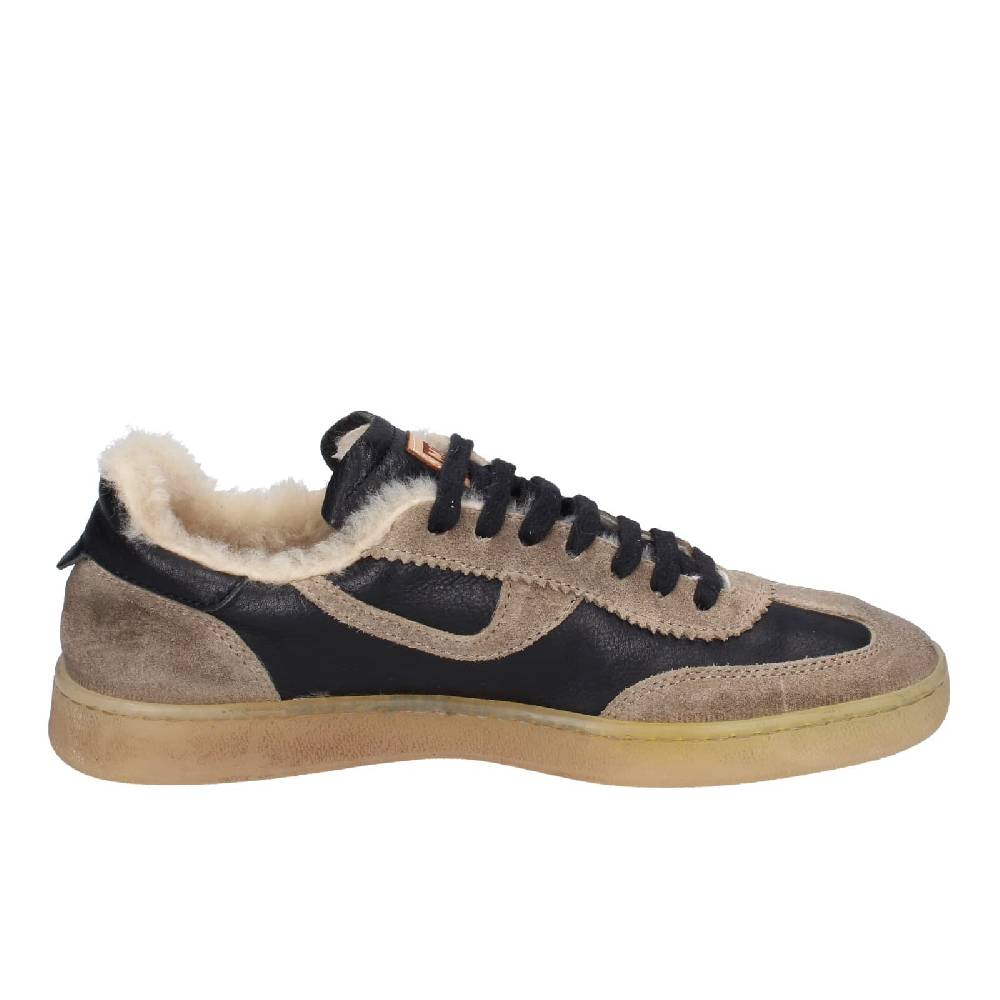 scarpe donna MOMA sneakers nero pelle beige 89301A EY602 Soddisfazione Garantita