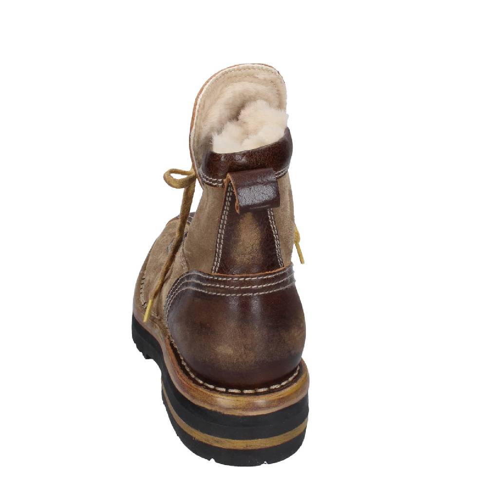 scarpe donna MOMA stivaletti marrone camoscio beige pelle 81301B EY576 Vendita Economica