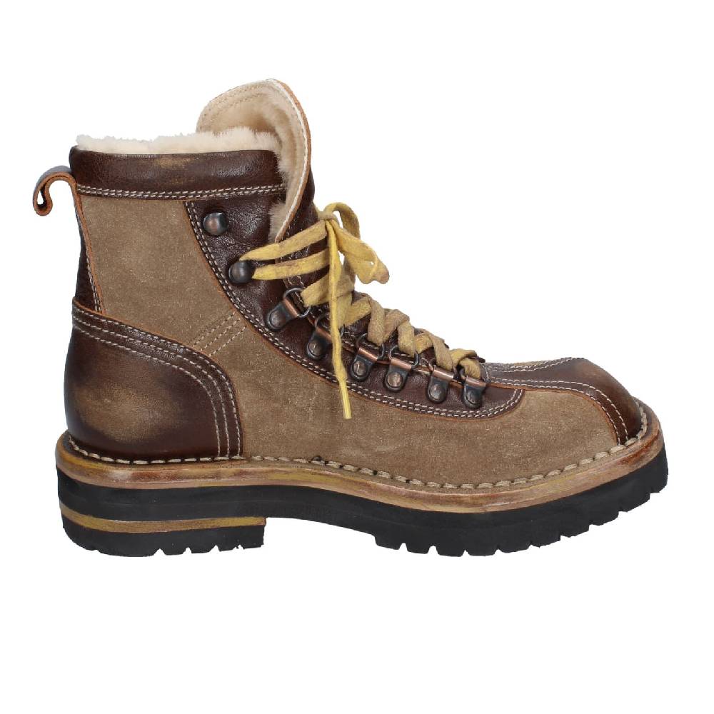 scarpe donna MOMA stivaletti marrone camoscio beige pelle 81301B EY576 Vendita Economica