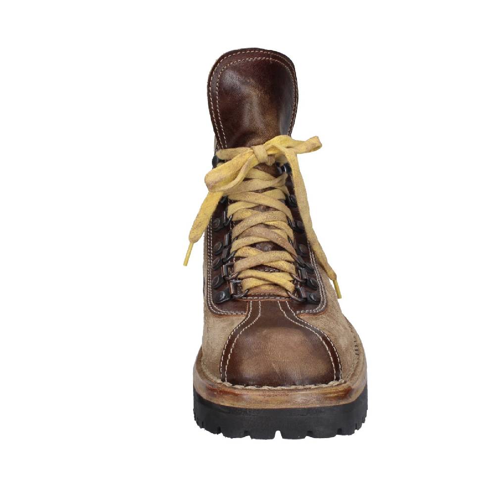 scarpe donna MOMA stivaletti marrone camoscio beige pelle 81301B EY576 Vendita Economica