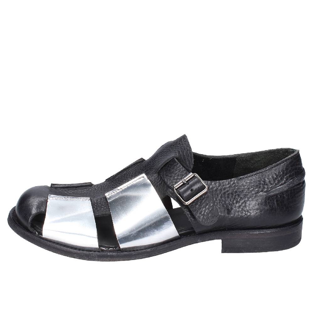 scarpe donna MOMA sandali nero pelle argento 40401G VINTAGE EX410 Moda