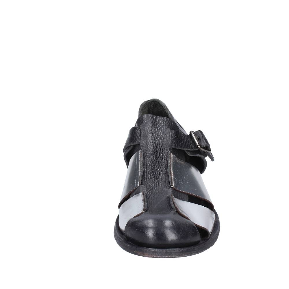 scarpe donna MOMA sandali nero pelle argento 40401G VINTAGE EX410 Moda