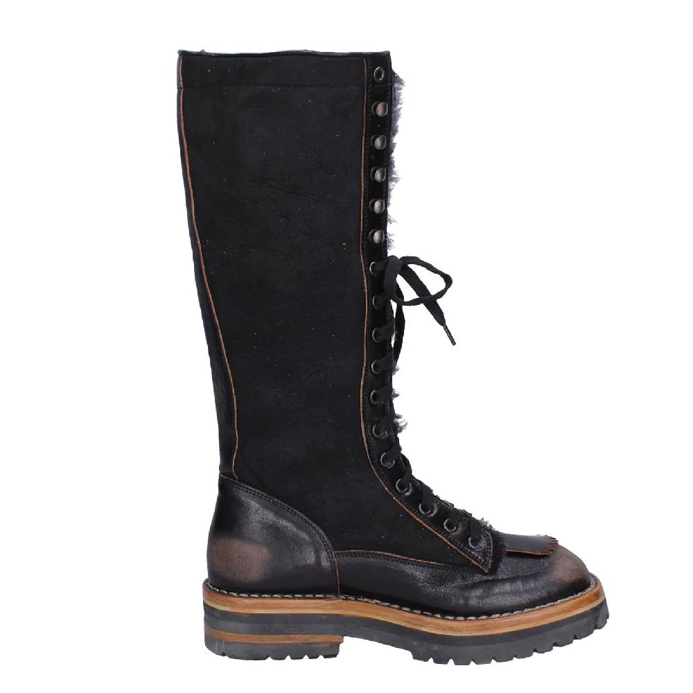 scarpe donna MOMA stivali nero camoscio pelle 81304D-VADO EY495 Trasporto libero internazionale