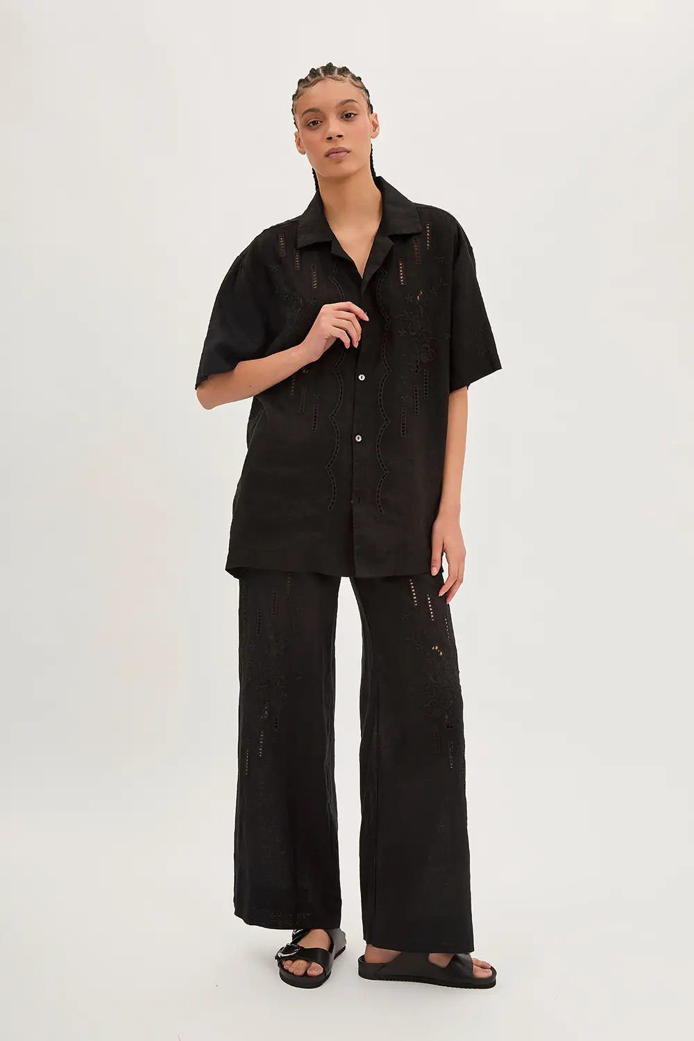 P.A.R.O.S.H. CAMICIA IN LINO RICAMATA Vendita Calda