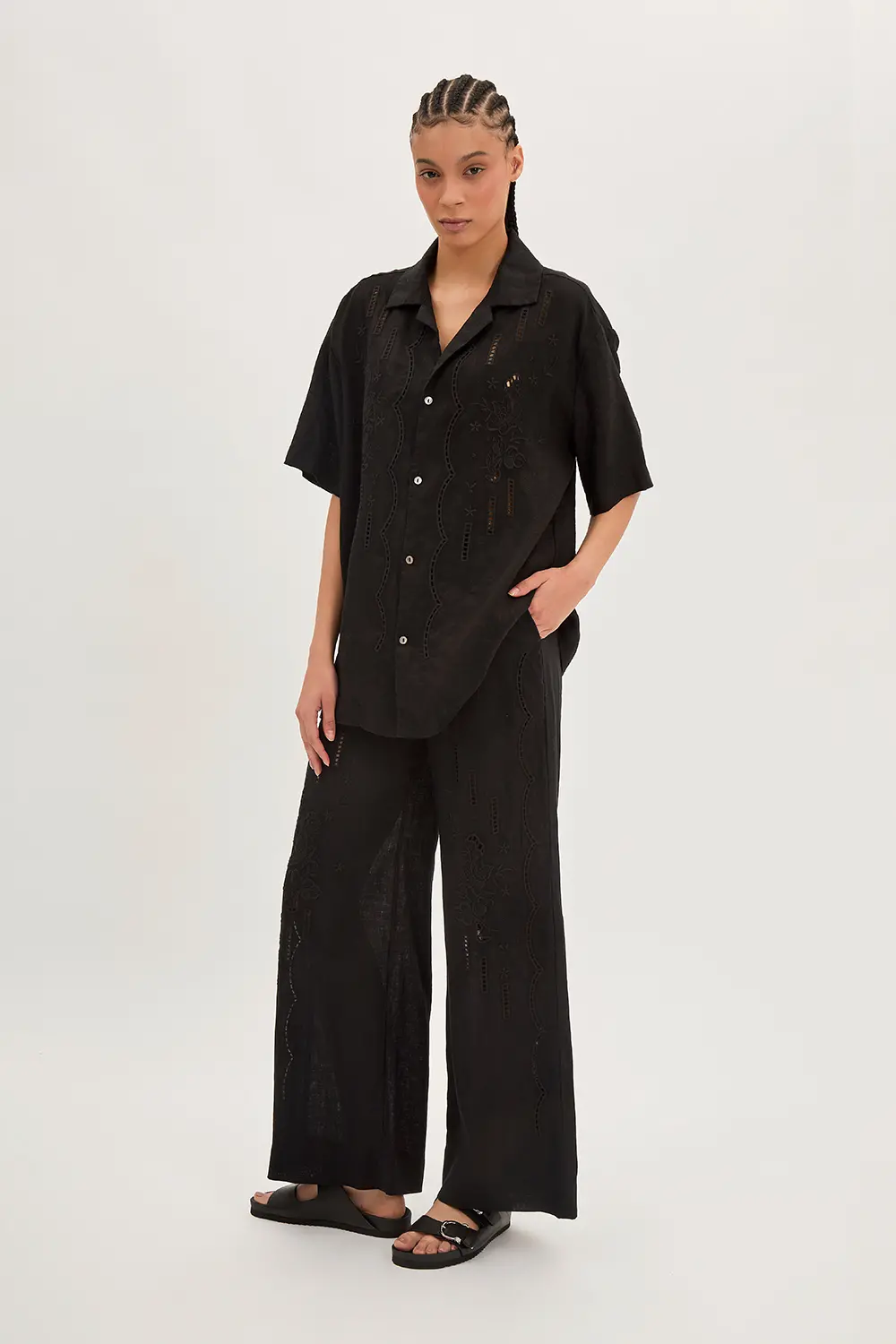 P.A.R.O.S.H. CAMICIA IN LINO RICAMATA Vendita Calda