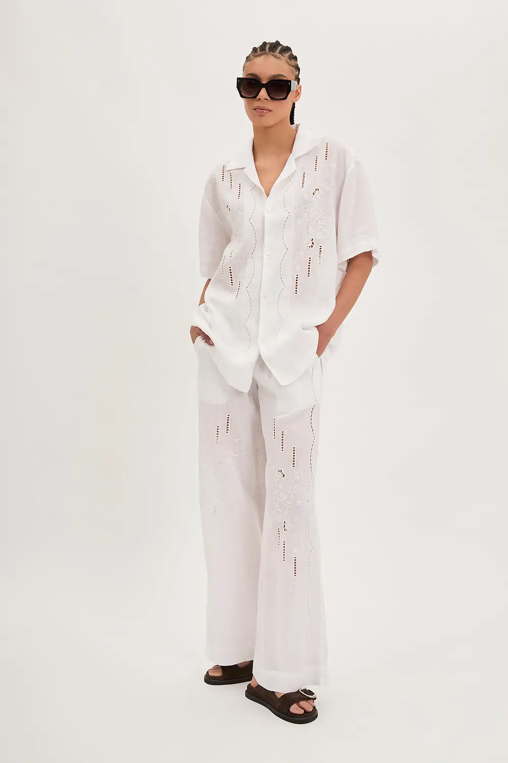 P.A.R.O.S.H. CAMICIA IN LINO RICAMATA Saldi Di Fabbrica