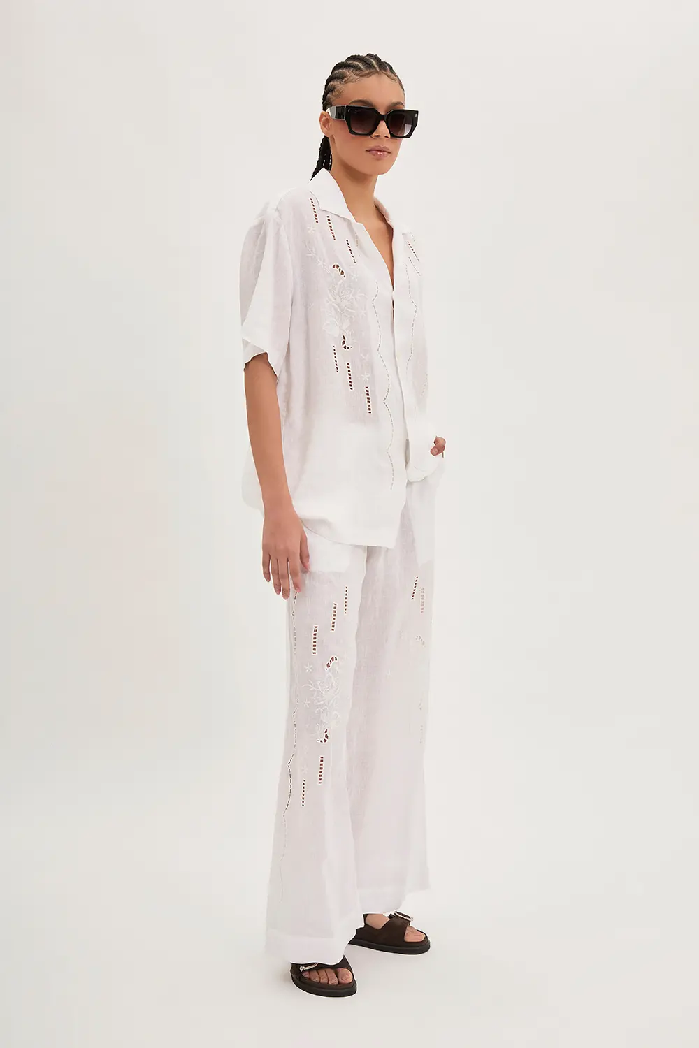 P.A.R.O.S.H. CAMICIA IN LINO RICAMATA Saldi Di Fabbrica
