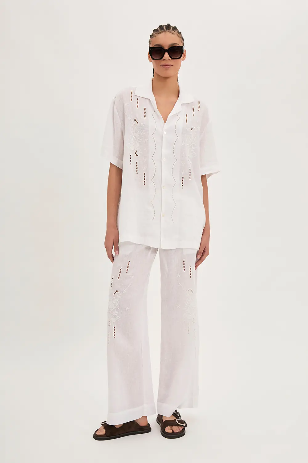 P.A.R.O.S.H. CAMICIA IN LINO RICAMATA Saldi Di Fabbrica