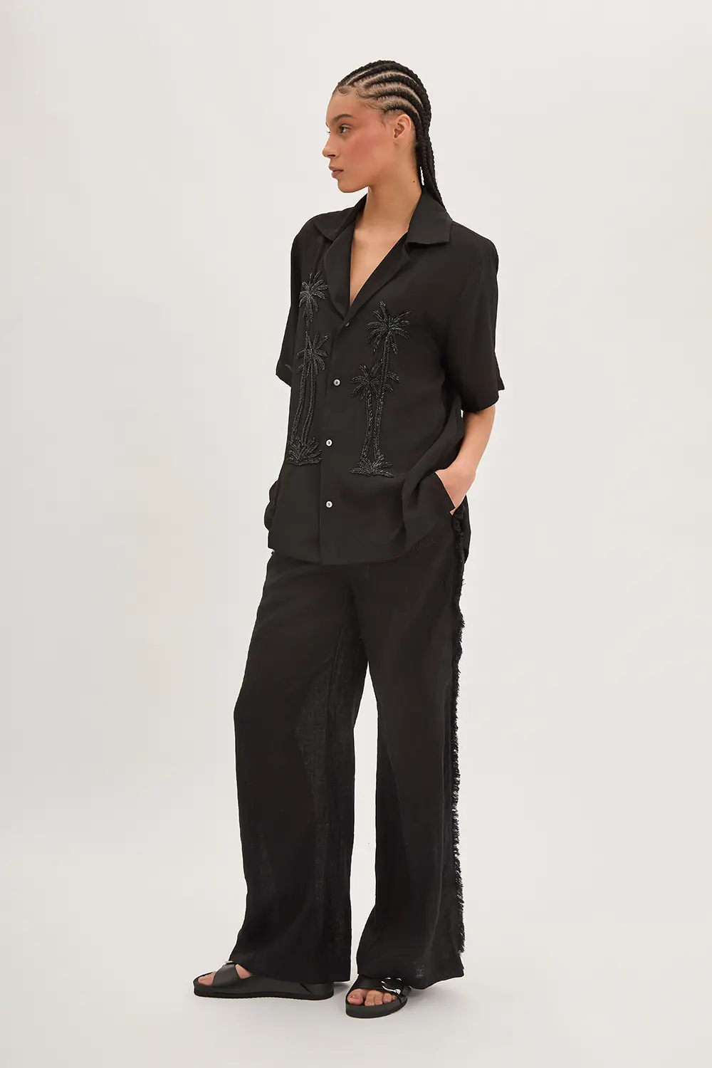 P.A.R.O.S.H. CAMICIA RICAMO PALMA In Saldo