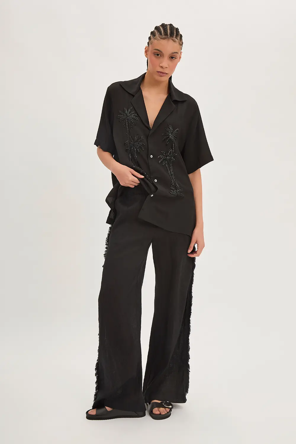P.A.R.O.S.H. CAMICIA RICAMO PALMA In Saldo