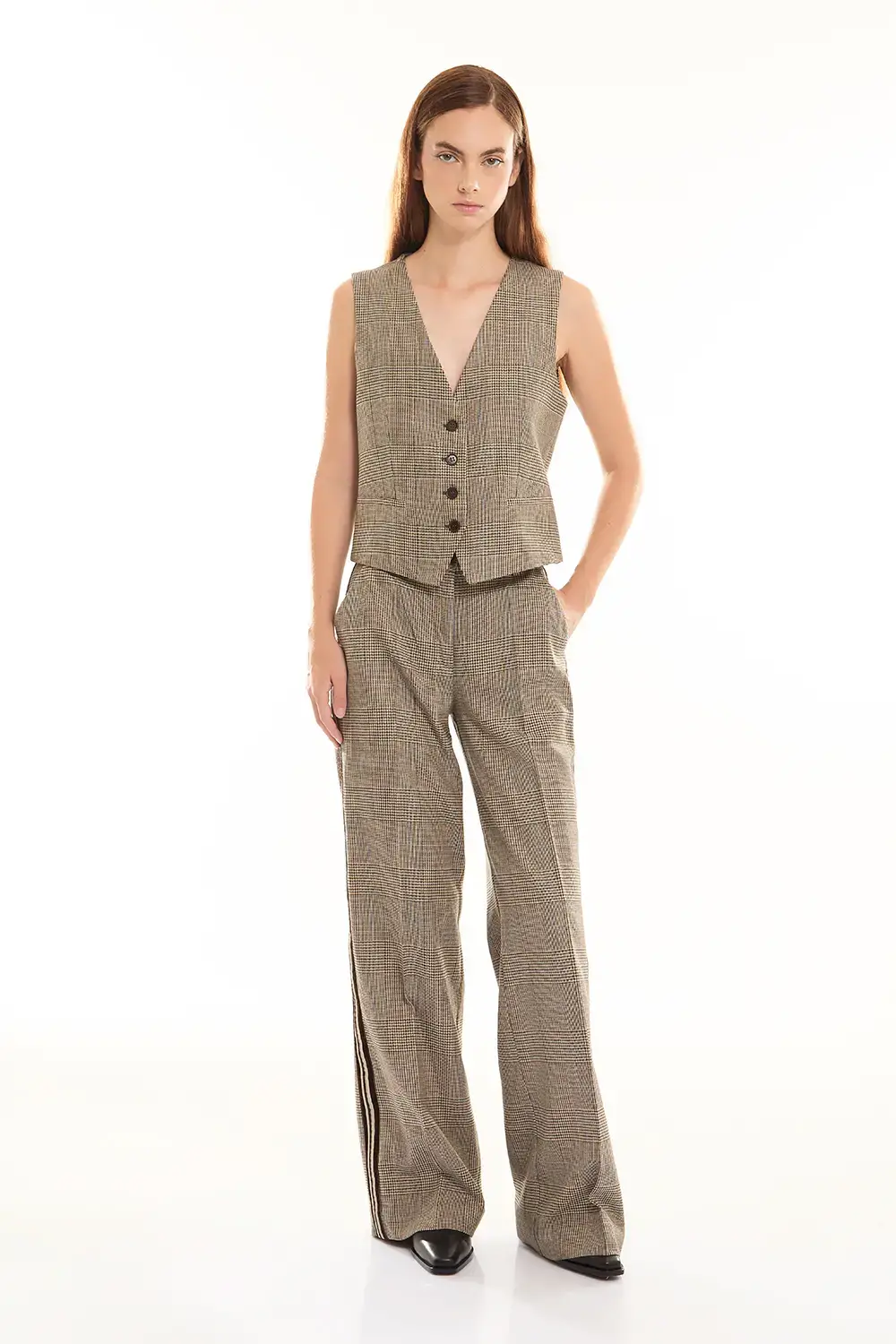 P.A.R.O.S.H. GILET PIED DE POULE In Saldo