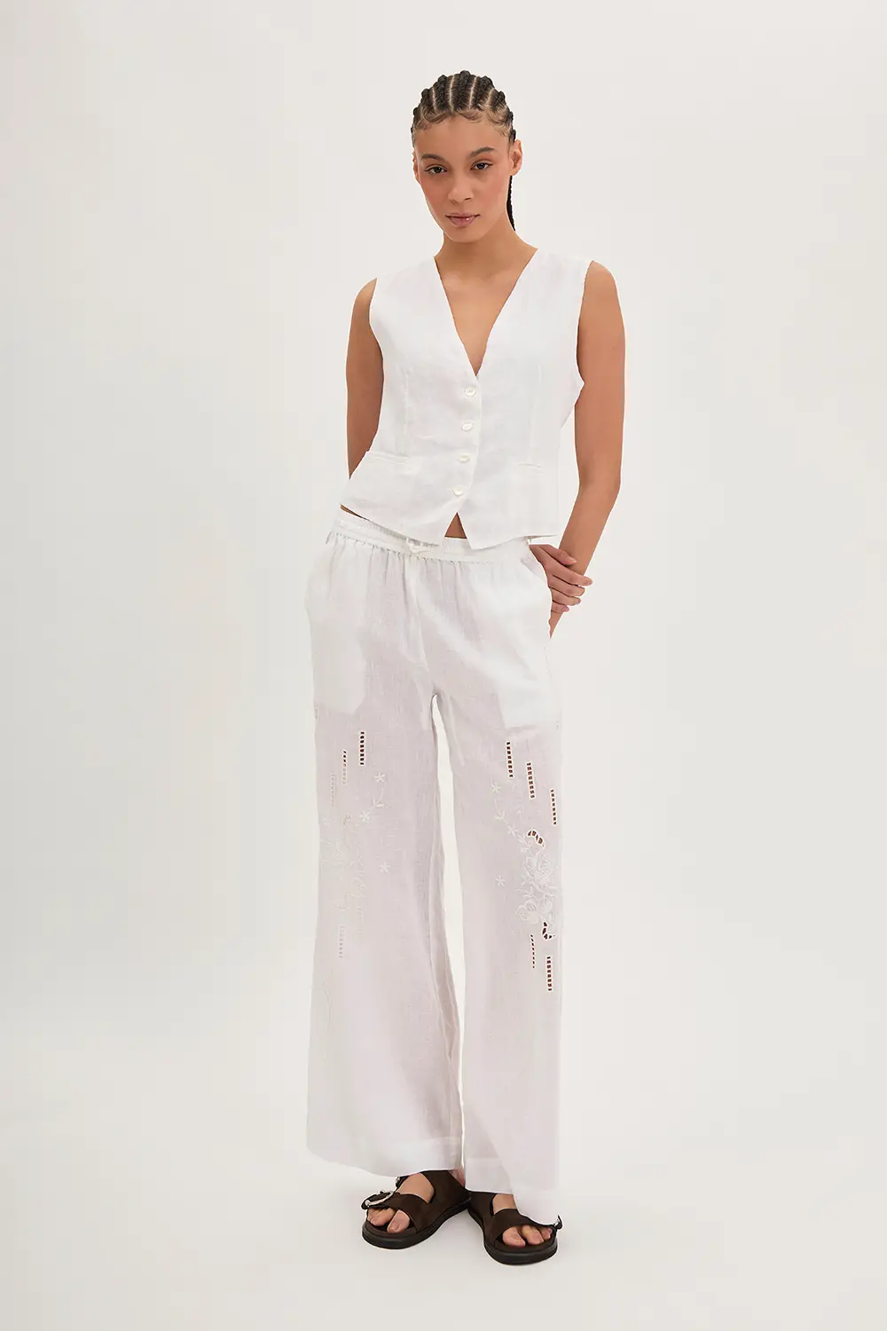 P.A.R.O.S.H. PANTALONE IN LINO CON RICAMO Hotsell