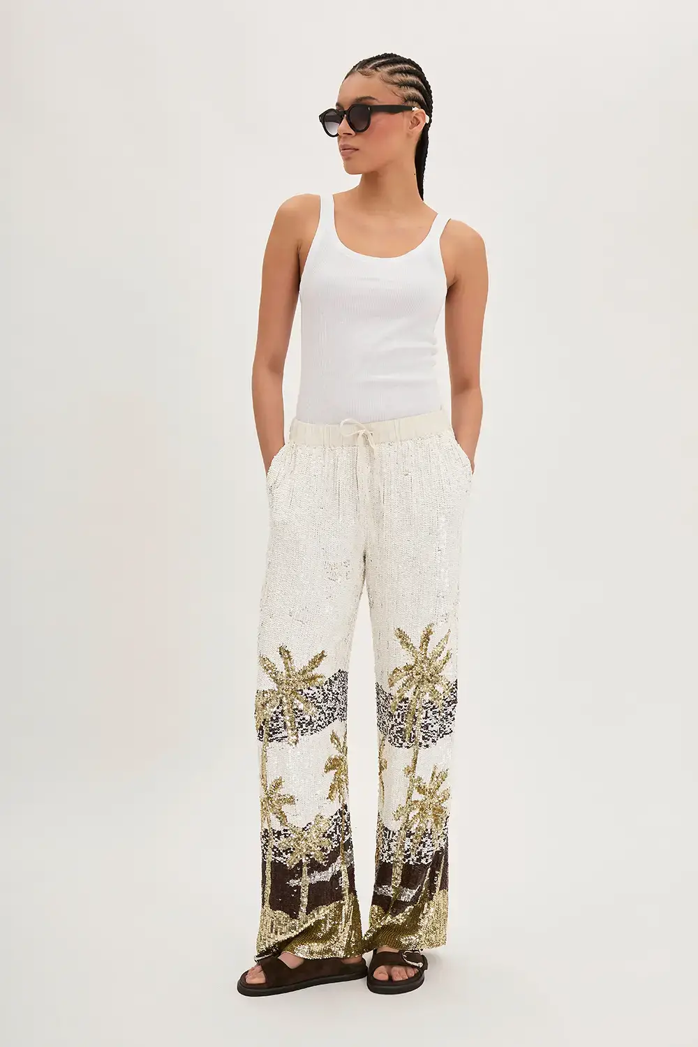 P.A.R.O.S.H. PANTALONE PAILLETTES PALME Nuova