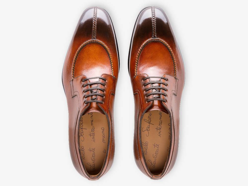﻿Paolo Sartori Art. 583 Derby in pelle Anticata Cognac Vendita Calda