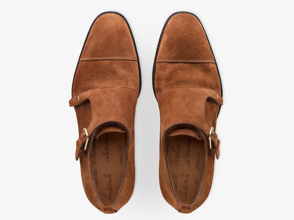 Paolo Sartori Double Monkstrap in Calf Suede Snuff Doppia Fibbia in Vitello Scamosciato Snuff Vendita Economica