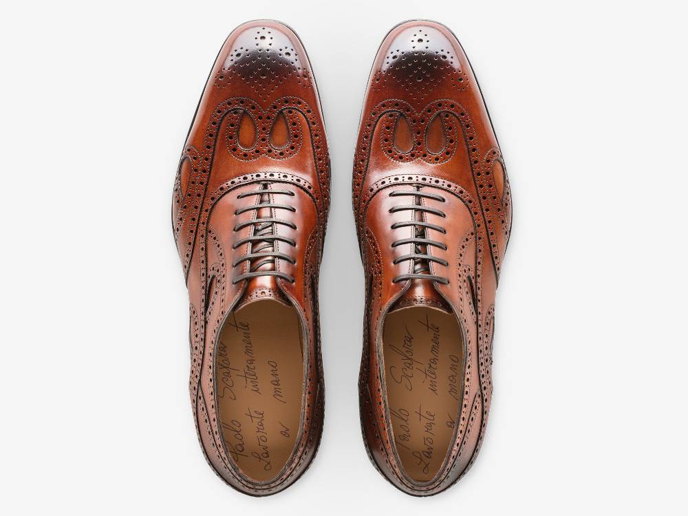 Paolo Sartori Oxford in Antiqued Cognac Leather Oxford in pelle Anticata Cognac Moda