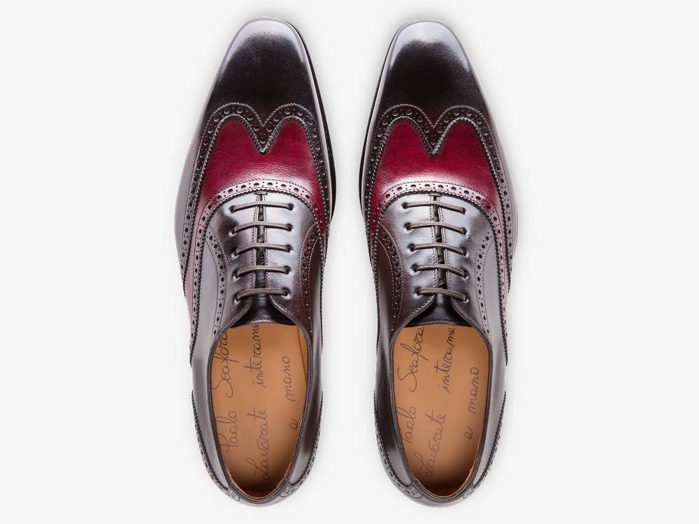 Paolo Sartori Art. 604 Oxford in Pelle Anticata Vietri Bordeaux Black Consegna Veloce