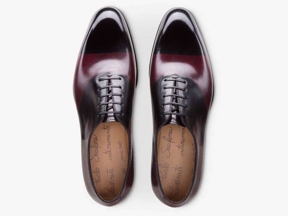 Paolo Sartori ART. 659 Oxford in pelle Dipinta a Mano Bordeaux e Nero Fino Al -60%
