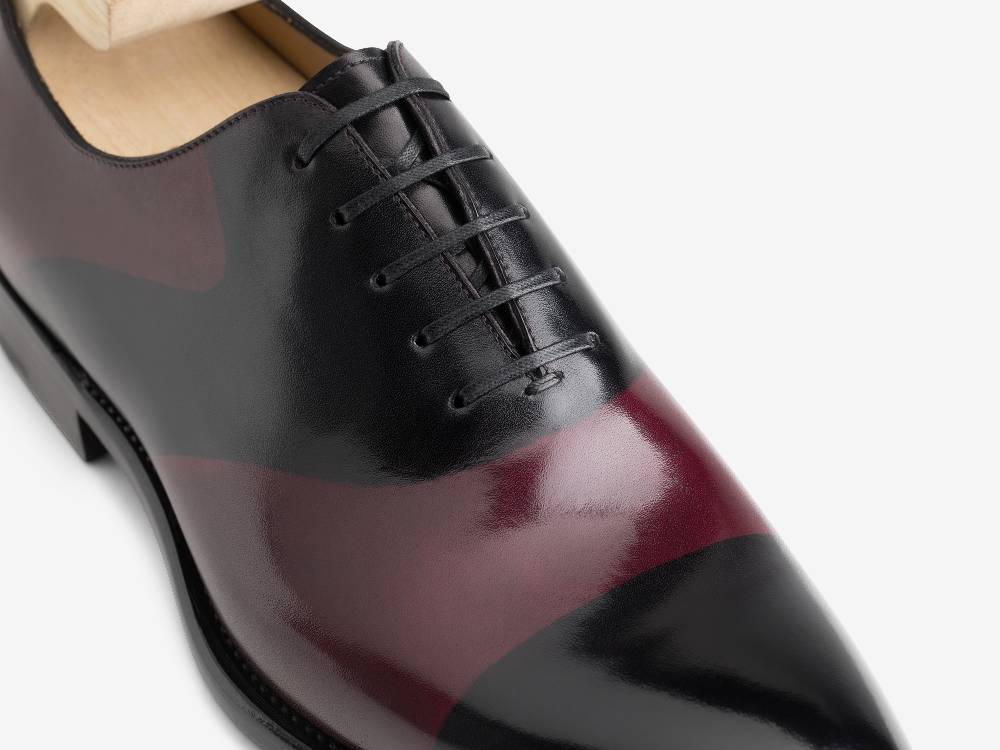 Paolo Sartori ART. 659 Oxford in pelle Dipinta a Mano Bordeaux e Nero Fino Al -60%
