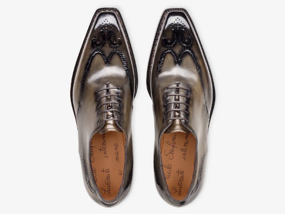 Paolo Sartori Art. 792 Oxford in Antiqued Verdegris Leather Offerta