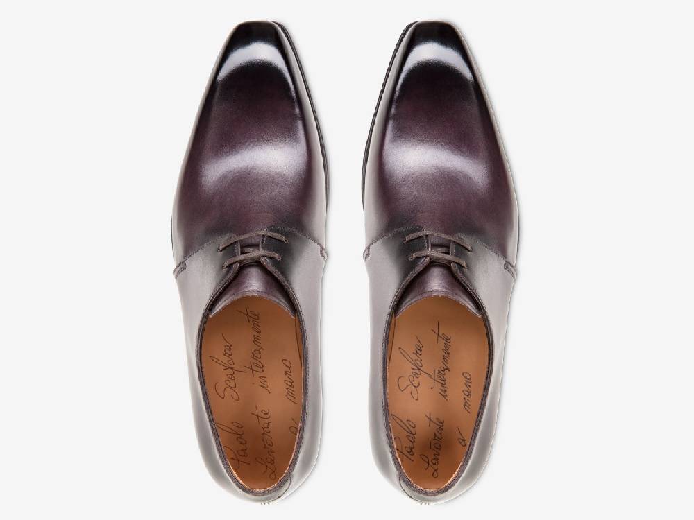 Paolo Sartori Art. 739 Derby in Antiqued Melanzana Leather Moda