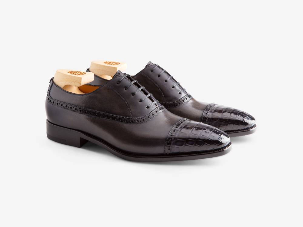 Paolo Sartori Art. 695 Oxford in pelle Anticata Grigio Italy