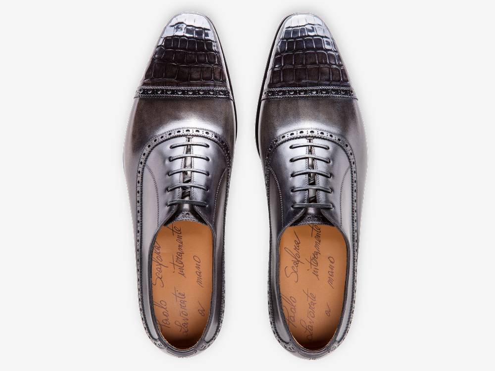 Paolo Sartori Art. 695 Oxford in pelle Anticata Grigio Italy