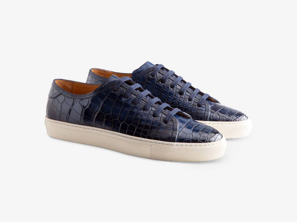 Paolo Sartori Art.Tenny1 Sneakers In Alligatore Anticata Oceano Nuovo