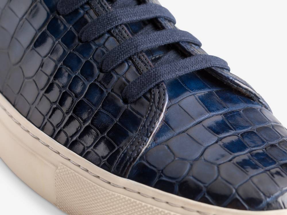 Paolo Sartori Art.Tenny1 Sneakers In Alligatore Anticata Oceano Nuovo