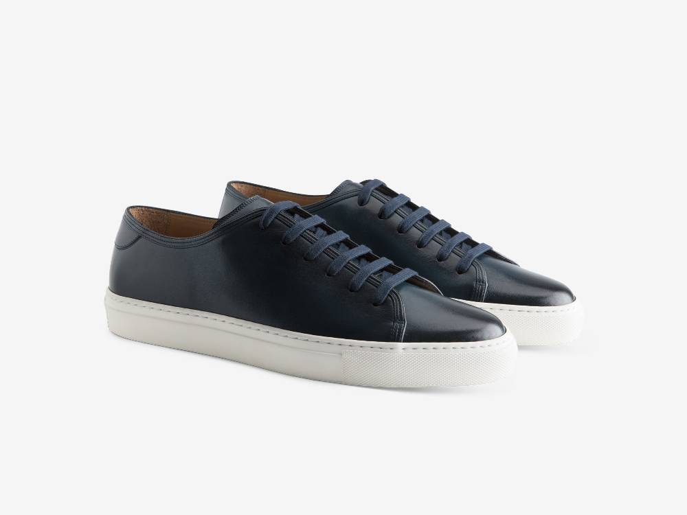 Paolo Sartori Art.Tenny1 Sneakers In Pelle Anticata Oceano Qualità