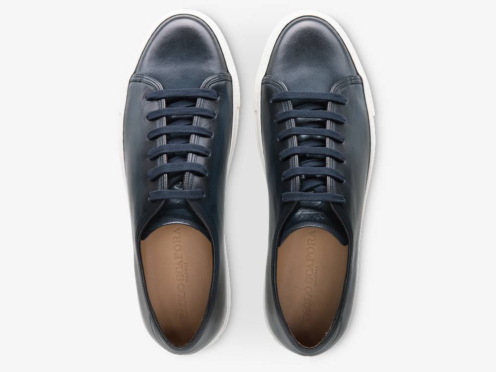 Paolo Sartori Art.Tenny1 Sneakers In Pelle Anticata Oceano Qualità
