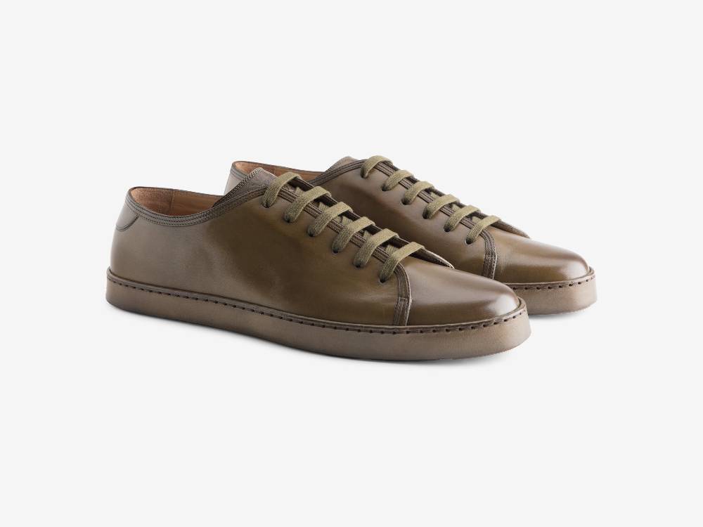 Paolo Sartori Art.Tenny1 Sneakers In Pelle Anticata Muschio Promozione