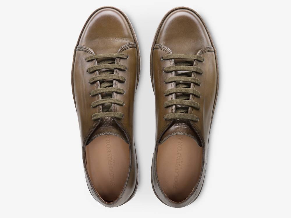 Paolo Sartori Art.Tenny1 Sneakers In Pelle Anticata Muschio Promozione