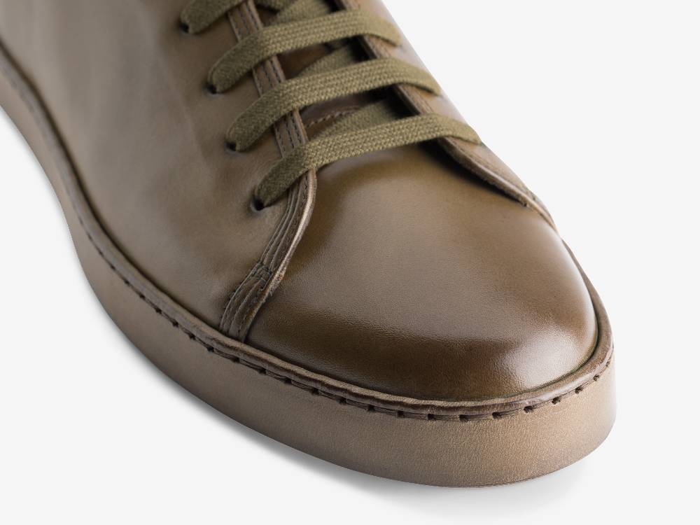 Paolo Sartori Art.Tenny1 Sneakers In Pelle Anticata Muschio Promozione
