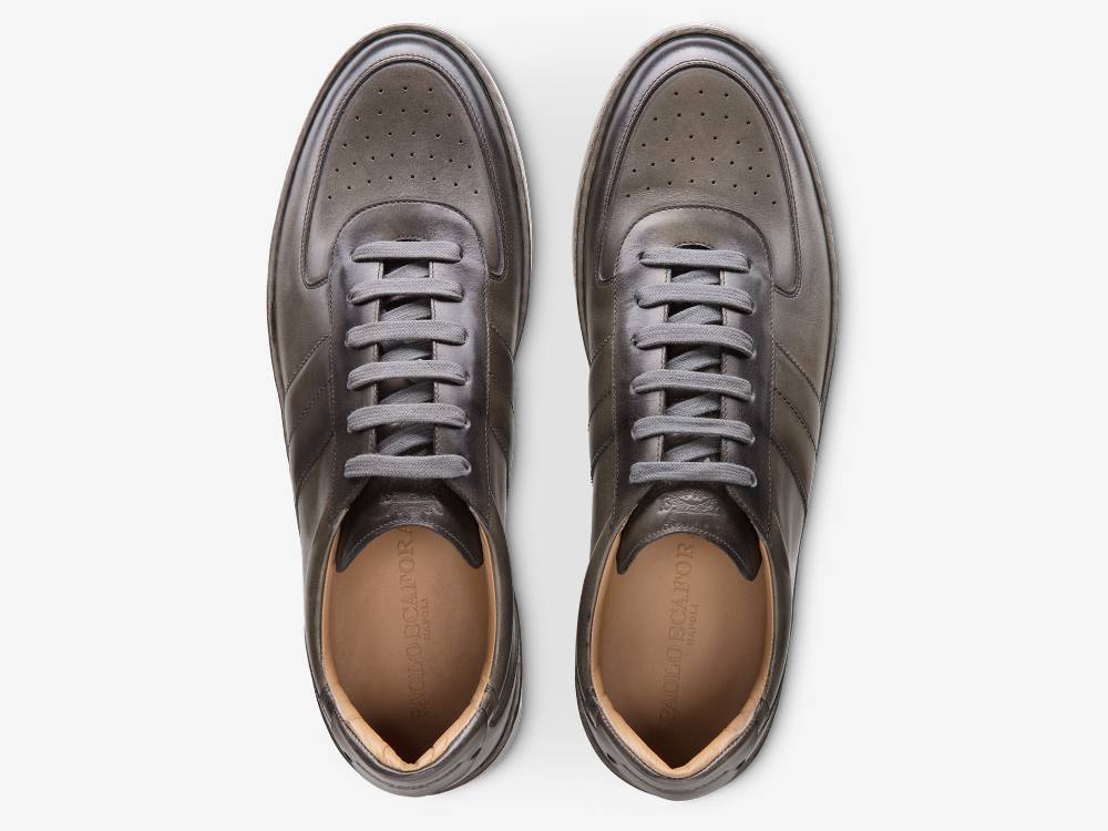 Paolo Sartori Art.Tenny2 Sneakers In Pelle Anticata Ardesia Qualità