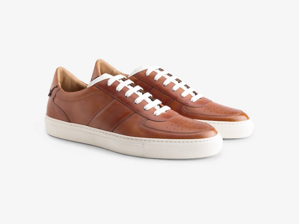 Paolo Sartori Art.Tenny2 Sneakers In Pelle Anticata Cognac Pezzi Unici