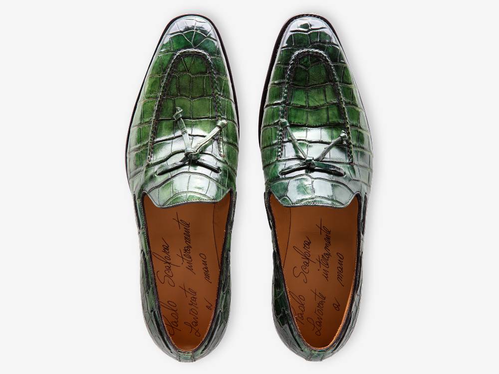 Paolo Sartori Art. 541 Mocassino in pelle Anticata Verde Smeraldo Soddisfazione Garantita