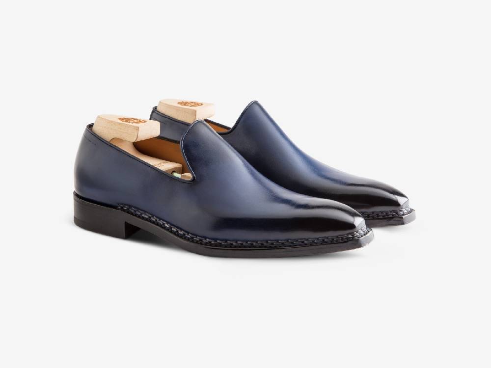 Paolo Sartori Art. 727 Loafer in Antiqued Cobalto Leather Pezzi Unici