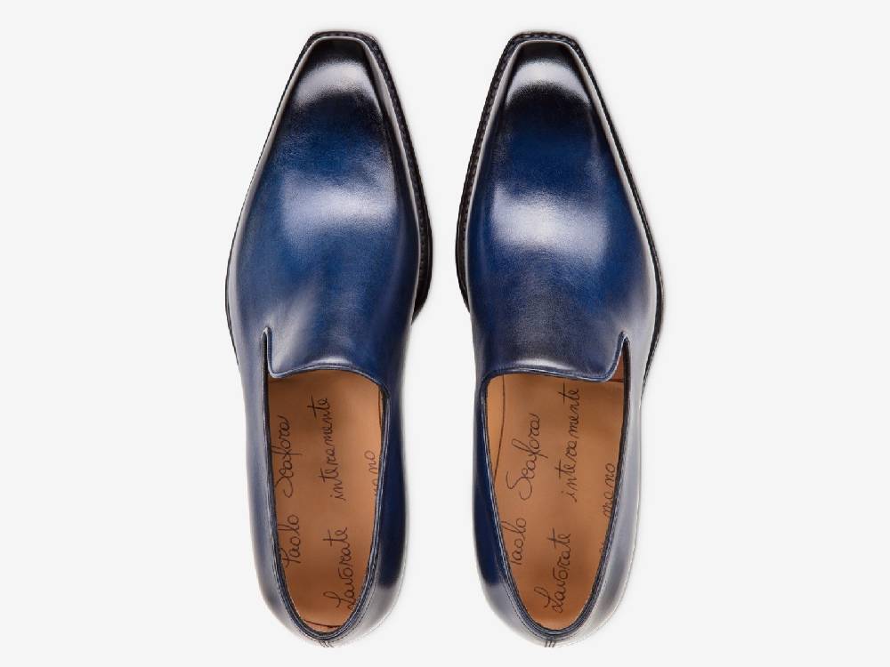 Paolo Sartori Art. 727 Loafer in Antiqued Cobalto Leather Pezzi Unici