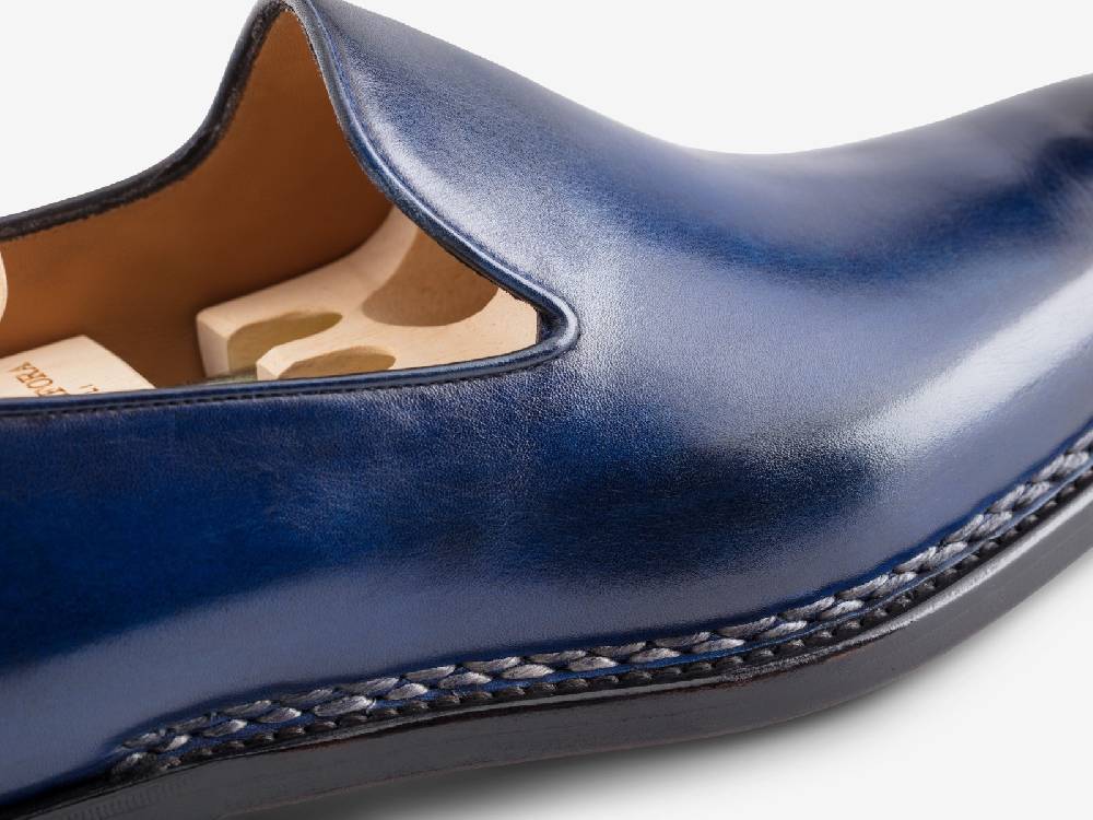 Paolo Sartori Art. 727 Loafer in Antiqued Cobalto Leather Pezzi Unici