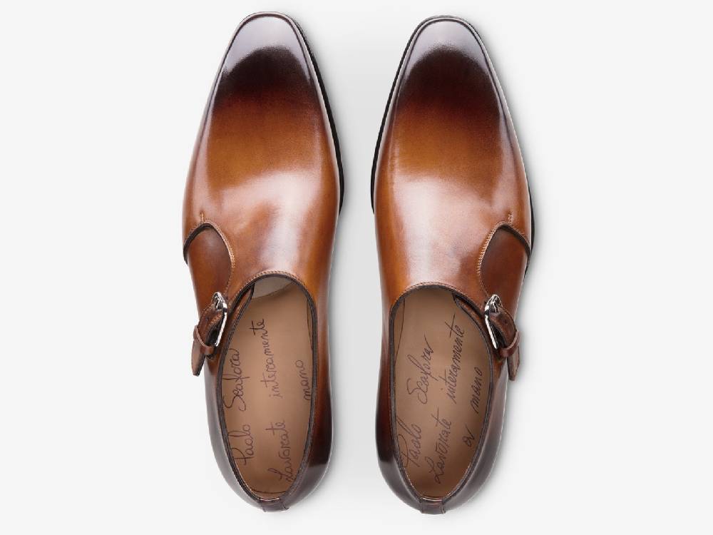 Paolo Sartori Art.655 Mono Fibbia in pelle Anticata Cognac In Vendita